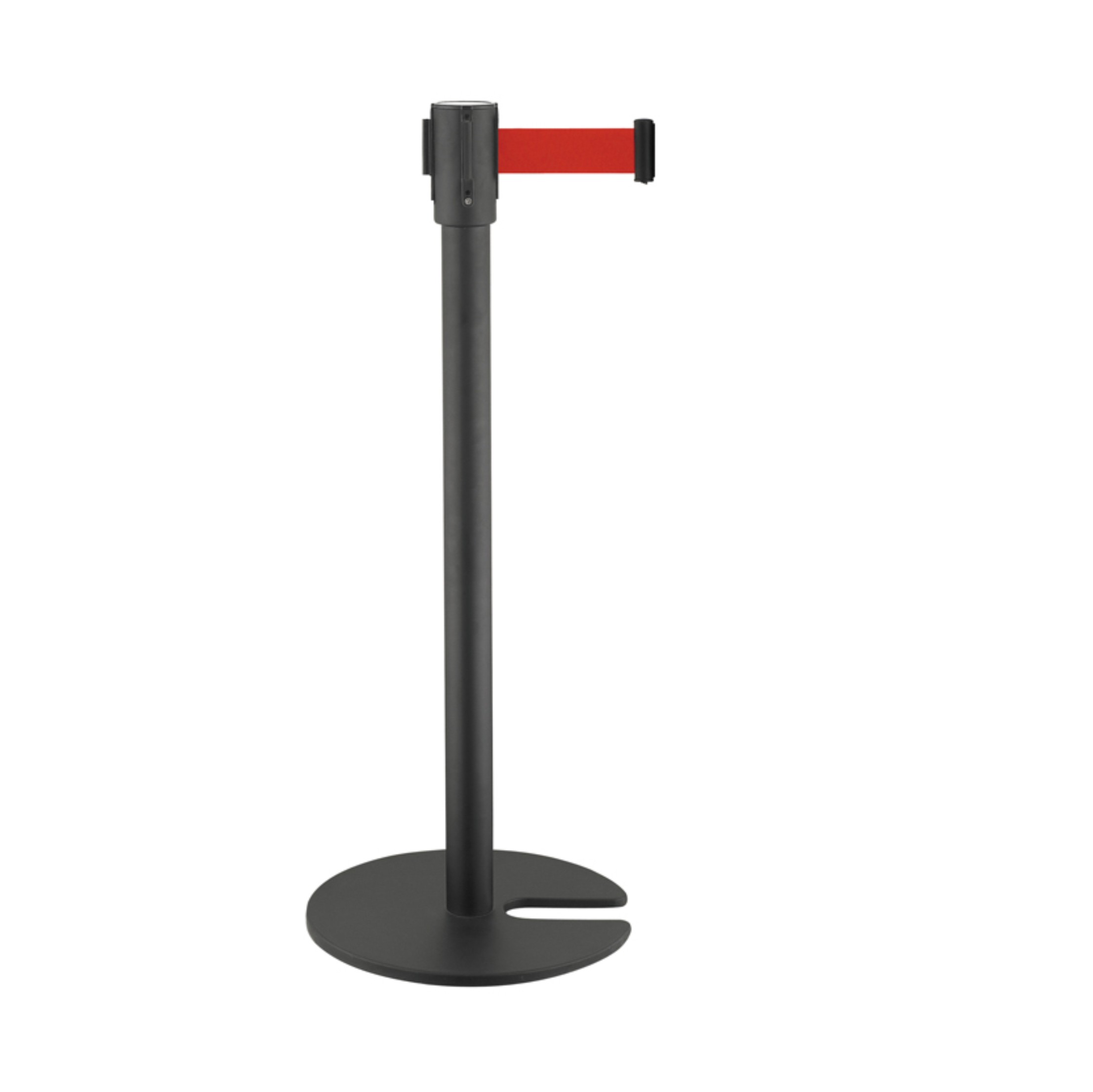 Poteaux de barrière de contrôle des foules peints en noir avec ceinture rétractable pour aéroport (LG-23)